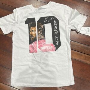 White Graphic T-Shirt with Messi Design